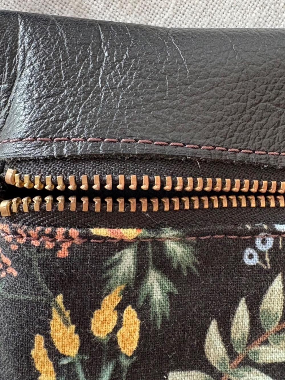 Jessie Blume NWOT Small Boho Handmade Floral Shoulder Bag Canvas Leather Purse - Picture 2 of 7